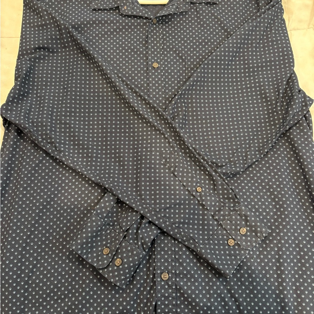 Banana Republic Navy Patterned Shirt Untucked Fit XXL